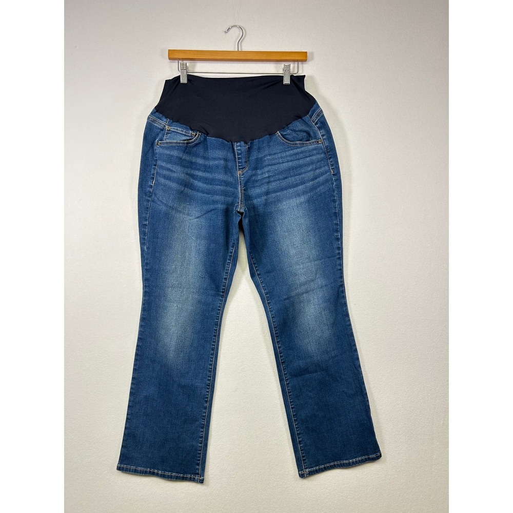 Bootcut Maternity Jeans Women's‎ 18S Blue Medium Wash Full Belly Panel Stretch